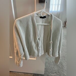 Forever 21 Cream Ribbed Cardigan